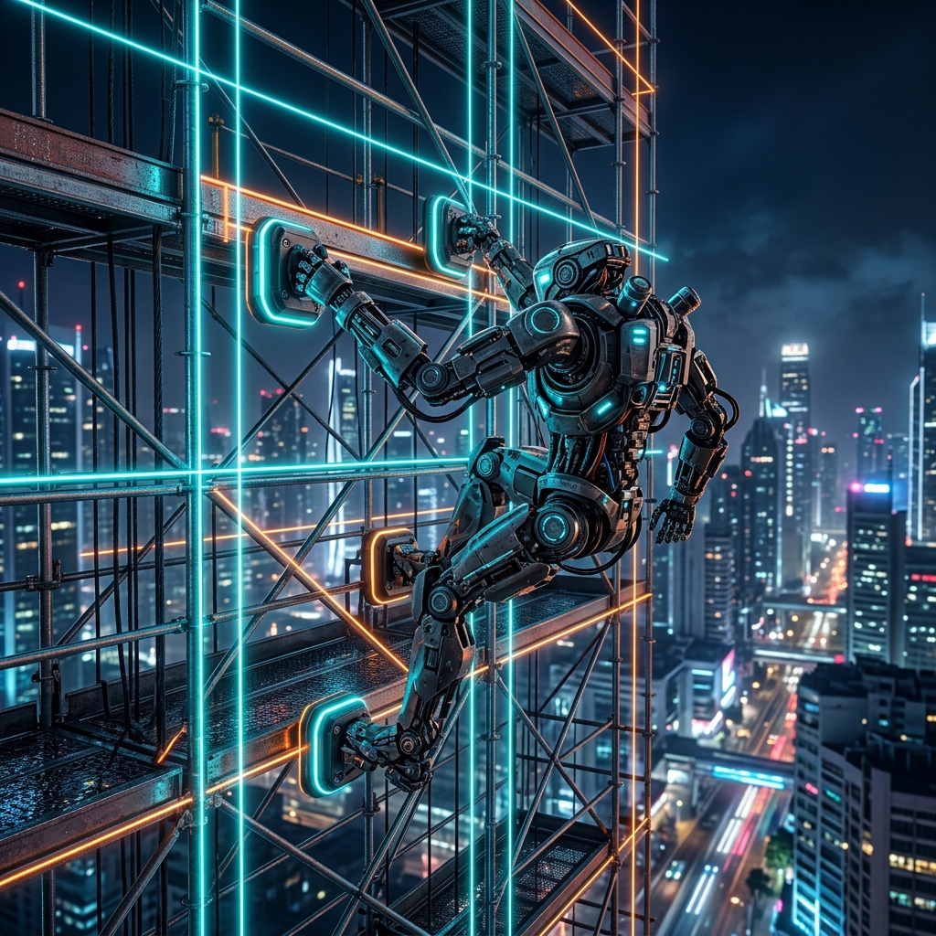 Robots Escaladores Chinos y Seguridad Industrial en Andamios